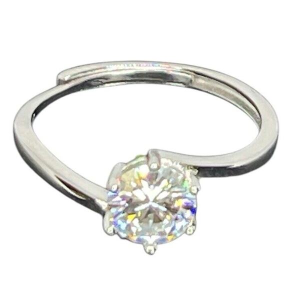 Moissanite Sterling Silver Engagement Ring (1 Carat) Stunning - GRA Certified - Picture 1 of 16